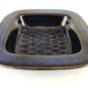 Soholm Denmark, blue stoneware dish, Square dish, design Einar Johansen, model 3335, Mid Century Modern design from the 1960&#39;s