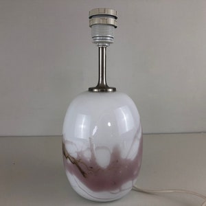 Holmegaard  Sakura table lamp in white & pink glass,design Michael Bang - Holmegaard Denmark 1980s Mid Century Modern design