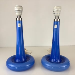 Set of two stunning Holmegaard Fleur table lamps, design Michael Bang. Royal Copenhagen Denmark 1970s Mid Century Modern Design, Pop Art