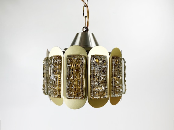 Beautiful Brass With Textured Glass Pendant Light Vitrika Etsy