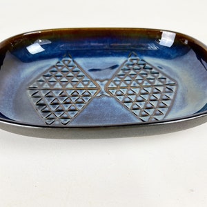 Large decorative Søholm dish from the EJ64 Blue series, design Einar Johansen, Denmark 1960s Mid Century Modern Design.