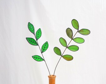 Stained glass Leaves plant suncatcher,Home decor,Flower Leaves Bouquet glass art,mothday day gift,Plants Leaves nature suncatcher