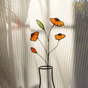 Stained Glass Flowers Bouquet Suncatcher, Window Hangings 22 Stems 