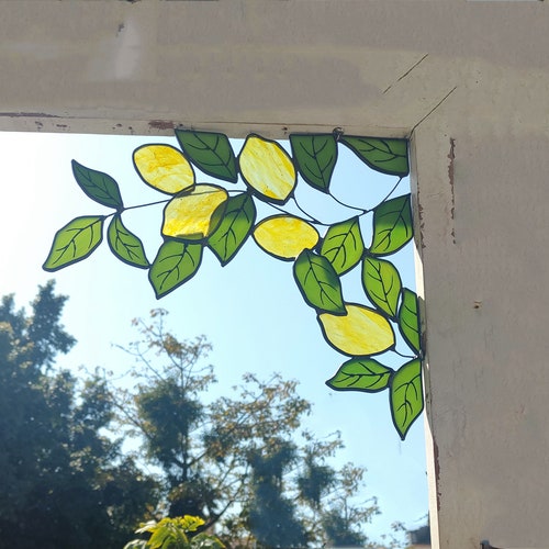 Lemon Tree Stained Glass Window Corner Decororange Tree Etsy Australia