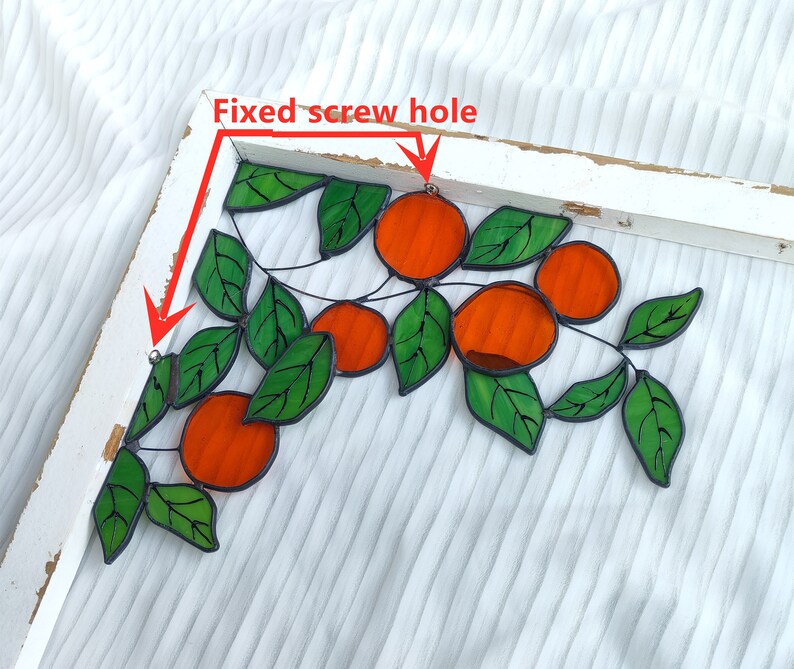 Orange Tree Stained Glass Window Corner Decororange Tree Etsy