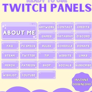25 Cute Pastel Twitch Pop Up Window Panels, Kawaii Twitch Panels/Badges