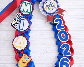 Customizable Kindergarten Graduation Lei, Class of 2026 Ribbon Keepsake