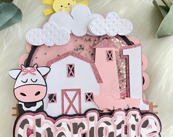Barn cake topper, farm cake topper, cake topper, cow cake topper, cake topper shaker, barn theme, barn birthday, farm theme