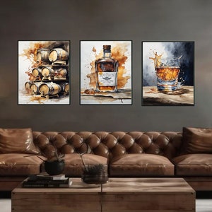 Bourbon Wall Art Printable x3 - Bourbon Wall Art - Bourbon Wall Decor - Bourbon Gifts For Men - Bourbon Watercolor - Bourbon Lover Gift