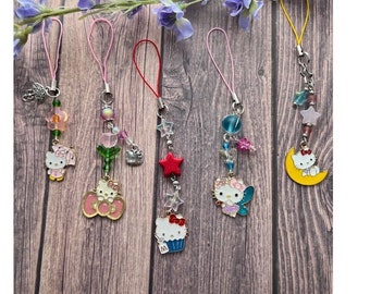 Kawaii Kitty Phone Charm | Beaded keychain Accessory