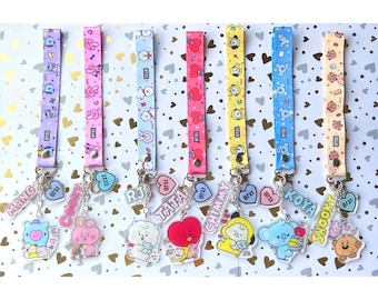 Kpop Wristlet Lanyard With Charms Keychain