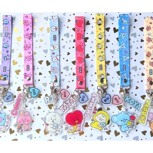 Kpop Wristlet Lanyard With Charms Keychain