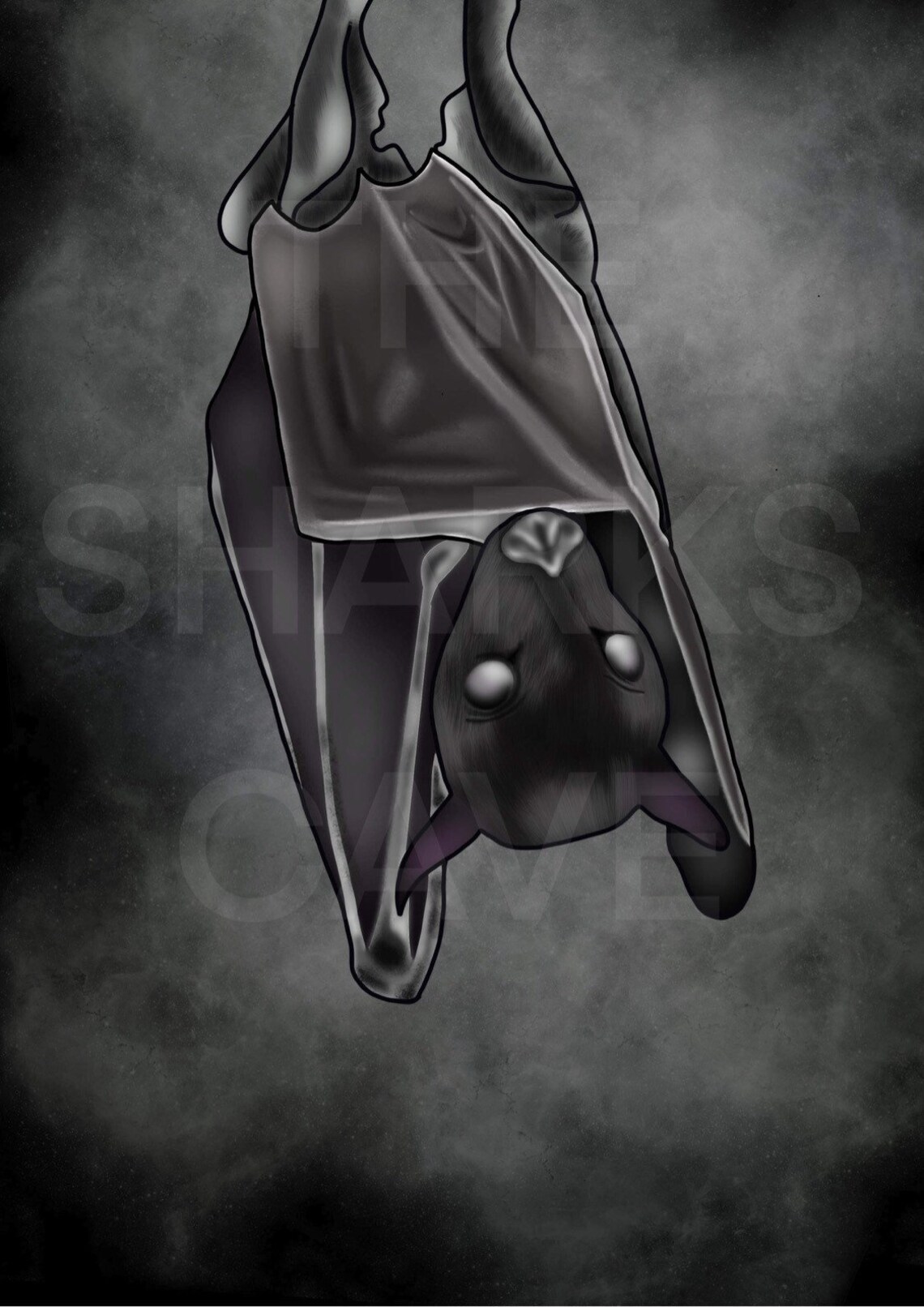 Bat print Cute bat print Baby bat Gothic bat print goth Etsy