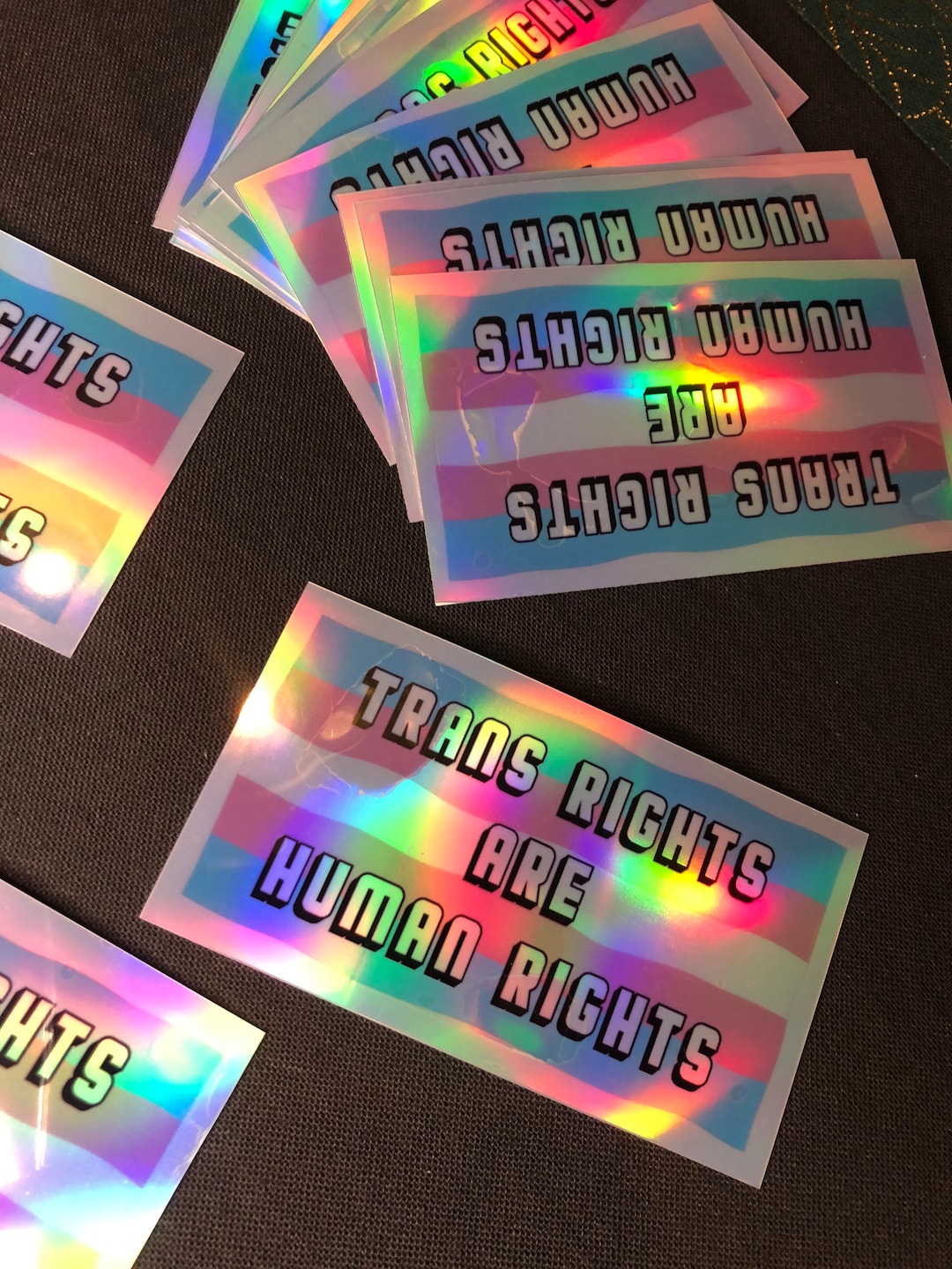 Trans Rights Sticker Holographic Trans Rights Are Human Rights, Protect Trans Lives Sticker ...
