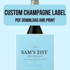 Custom Champagne Label, Digital File Made-to-Order, For Any Occasion - Birthday, Anniversary, Graduation, Bridesmaid, Maid of Honor, Gift