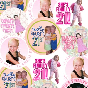 Custom 21st Birthday Sticker, Sign Night Sticker, Twenty First Birthday Sticker Roll Perfect for Birthdays, 21st Party, 75 count 3" Stickers