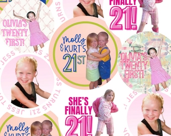 Custom 21st Birthday Sticker, Sign Night Sticker, Twenty First Birthday Sticker Roll Perfect for Birthdays, 21st Party, 75 count 3" Stickers