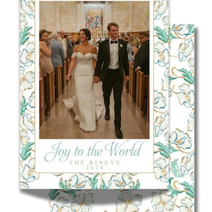 Gepersonaliseerde Grandmillenial-kerstkaart, klassieke kerst, kerstkaart met foto, aquarel kerstkaarten, erfstuk zuidelijke kerst