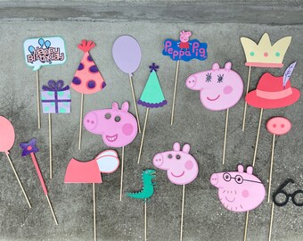 Peppa Pig photo booth props Peppa Pig birthday party decorations Peppa Pig photo props