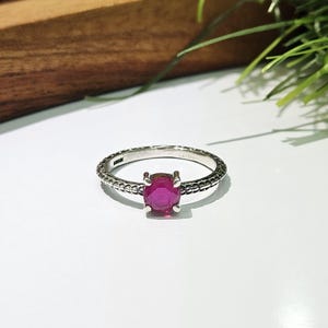 Ruby Solitaire Ring – 925 Sterling Silver Claw Setting jewelry , July Birthstone