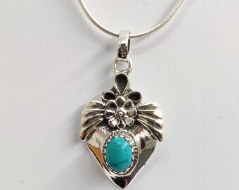 Ciondolo In Argento 925 Con Acquamarina E Topazio Blu, Regalo Di Natale, Artigianale