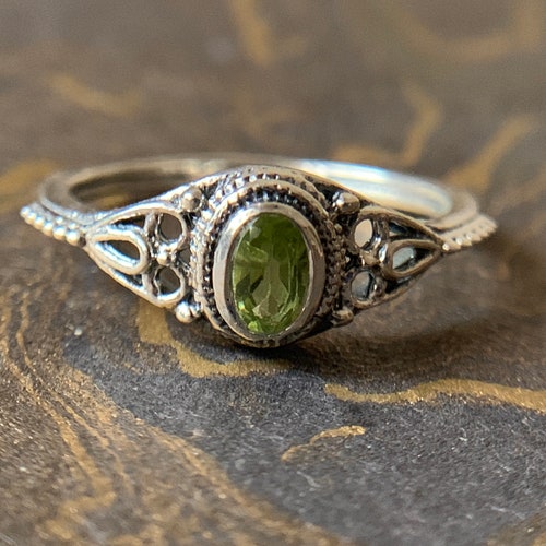 Natural Peridot Silver Ring Dainty Ring 925 Sterling Silver - Etsy