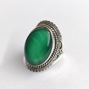 Green Onyx Ring, Dainty Ring, 925 Silver Ring, Boho Ring, Natural Gemstone Ring, Women Ring, Birthstone Ring, Handmade Ring