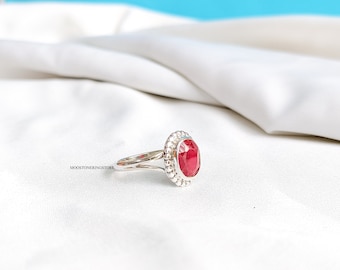 Ruby Gemstone Ring, 925 Sterling Silver Ring, Natural Gemstone Ring, Handmade Silver Ring, Silver Ring, Best gift For Her, Red Gemstone Ring
