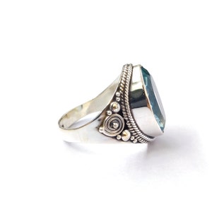 Natuurlijke blauwe topaas zilveren ring 925 sterling zilveren ring verlovingsring handgemaakte ring vrouwen ring edelsteen ring ring voor cadeau, nieuwjaarscadeau