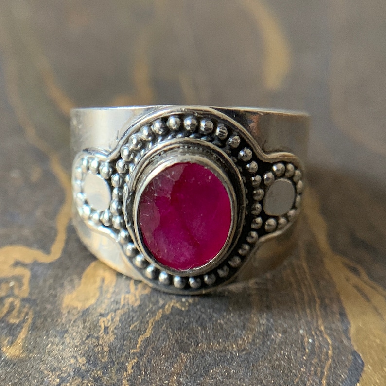 Natural Ruby Gemstone Silver Ring Gemstone Ring Boho Ring 925 Sterling Silver Ring Ruby ring Natural Ruby Ring Handmade Ring
