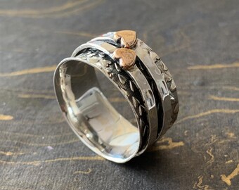 Anillo Giratorio De Plata 925 Para Aliviar La Ansiedad