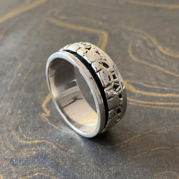 Sterling Silver Multi Pattern Plain Band Spin Ring Sterling Silver Multi Pattern Plain Band Spin Ring