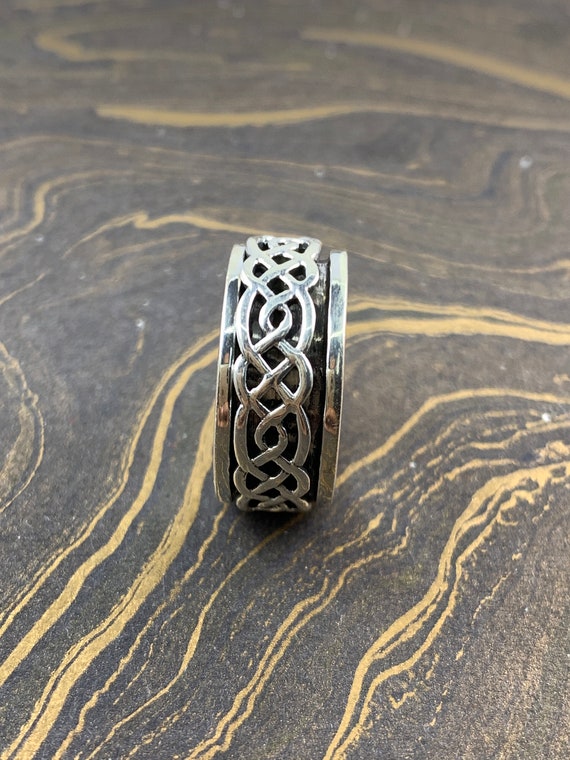Sterling silver spinner ring with copper gold- fidget ring for men women
