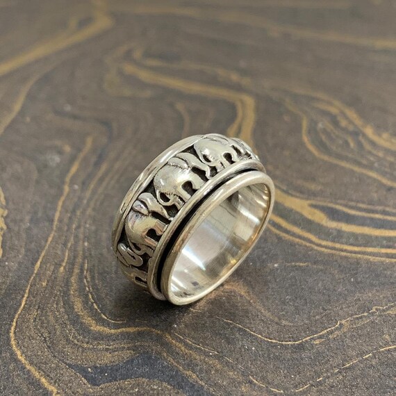 925純銀スピナーリング、抗不安リング、エレファントスピナーリング、心配リング、不安リング、親指リング、スターリングシルバーバンド、彼女への贈り物、 925純銀スピナーリング、抗不安リング、エレファントスピナーリング