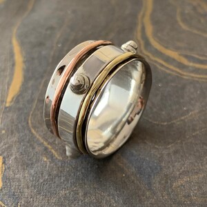 Popular Spinner Ring-925 Plata de ley-Multi Spins Ring-Fidget Ring-Ansiedad Anillo-Anillo hecho a mano-Anillo de pulgar-Anillo de estrés-Mejor anillo para regalo