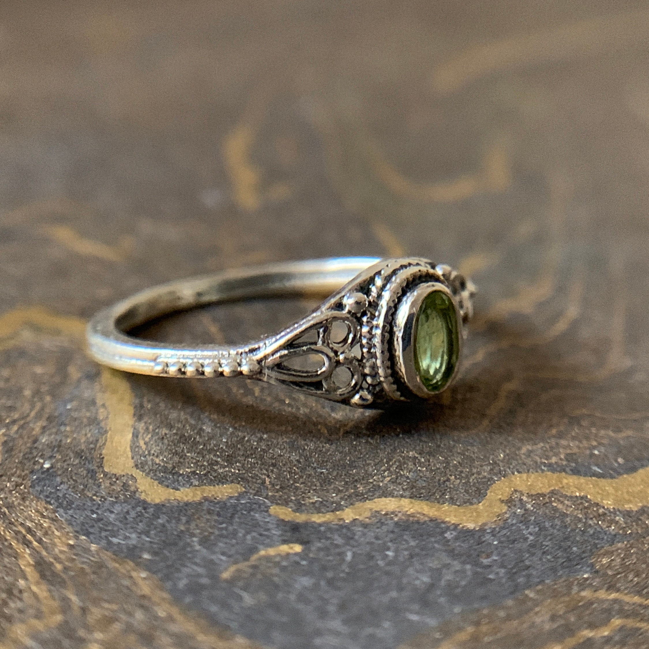 Natural Peridot Silver Ring Dainty Ring 925 Sterling Silver - Etsy