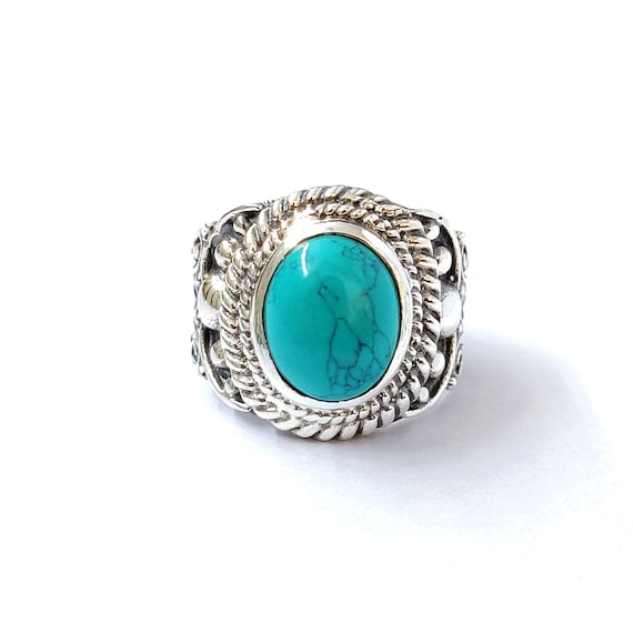 Turquoise Gemstone 925 Sterling Silver Ring, Handmade Vintage Silver Jewelry for Gift, Valentine's Day Gift for Women, Vintage Oxidized Ring - Etsy Turquoise Gemstone 925 Sterling Silver Ring, Handmade Vintage Silver Jewelry for Gift, Valentine's Day Gift for Women, Vintage Oxidized Ring - Etsy