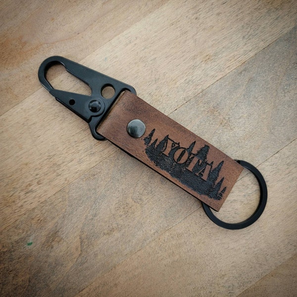 Leather Yota and Trees Keychain