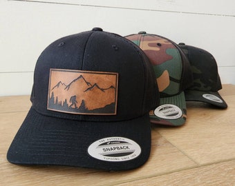 Bigfoot in Forrest - Build Your Own Leather Patch Hat
