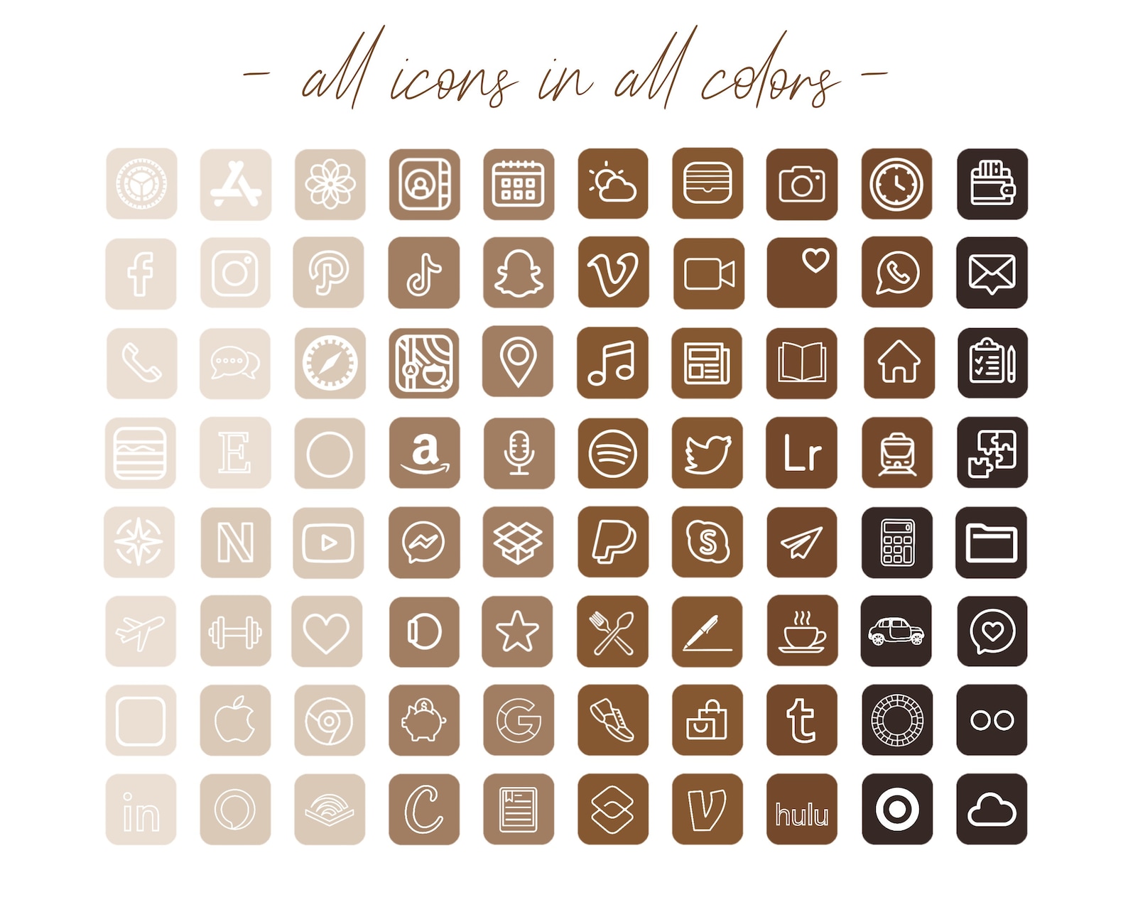 Brown App Icons Beige App Elements iOS14 App Icons Iphone Icon Etsy