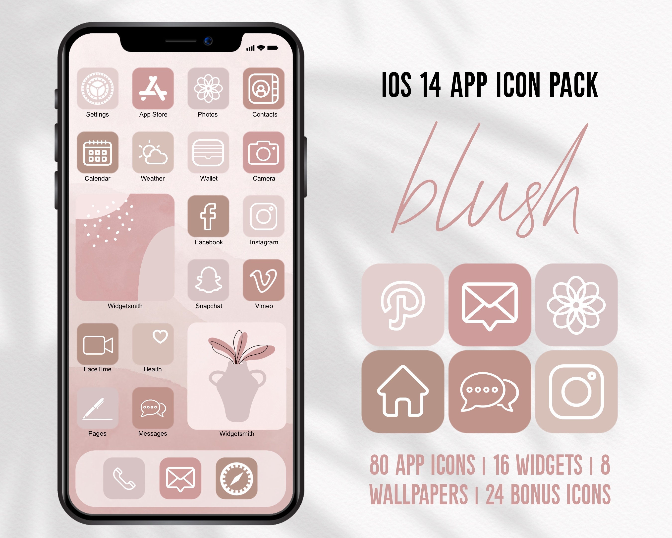Aesthetic App Icons Blush App Icons Blush App Elements Etsy