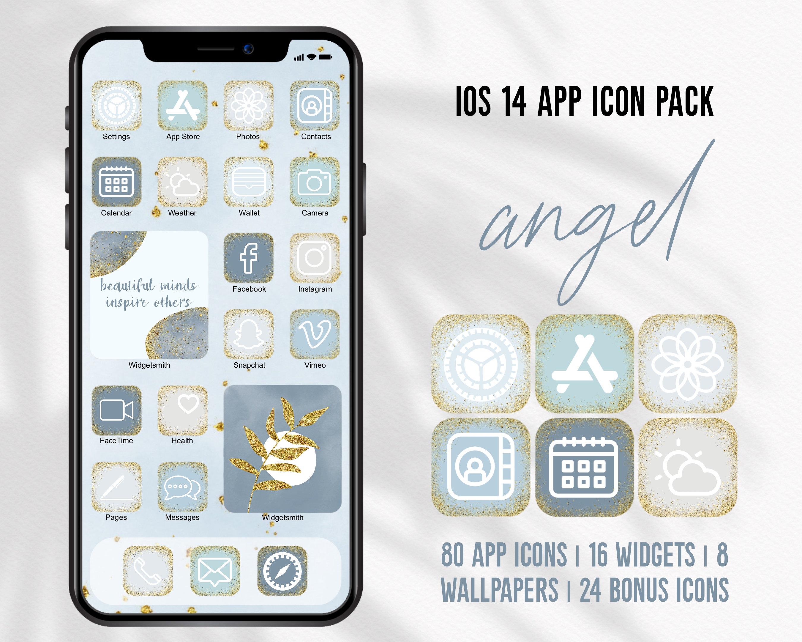 Gold App Icons Blue Aesthetic App Icons Angel App Elements Etsy Gold App Icons Blue Aesthetic App Icons Angel App Elements Etsy
