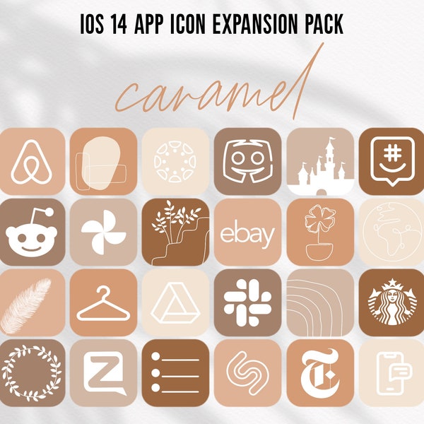 Caramel iOS 14 Expansion App Icons Aesthetic Beige Brown Theme Natural App Covers iOS14 iPhone Minimal App Icons Brown Tones