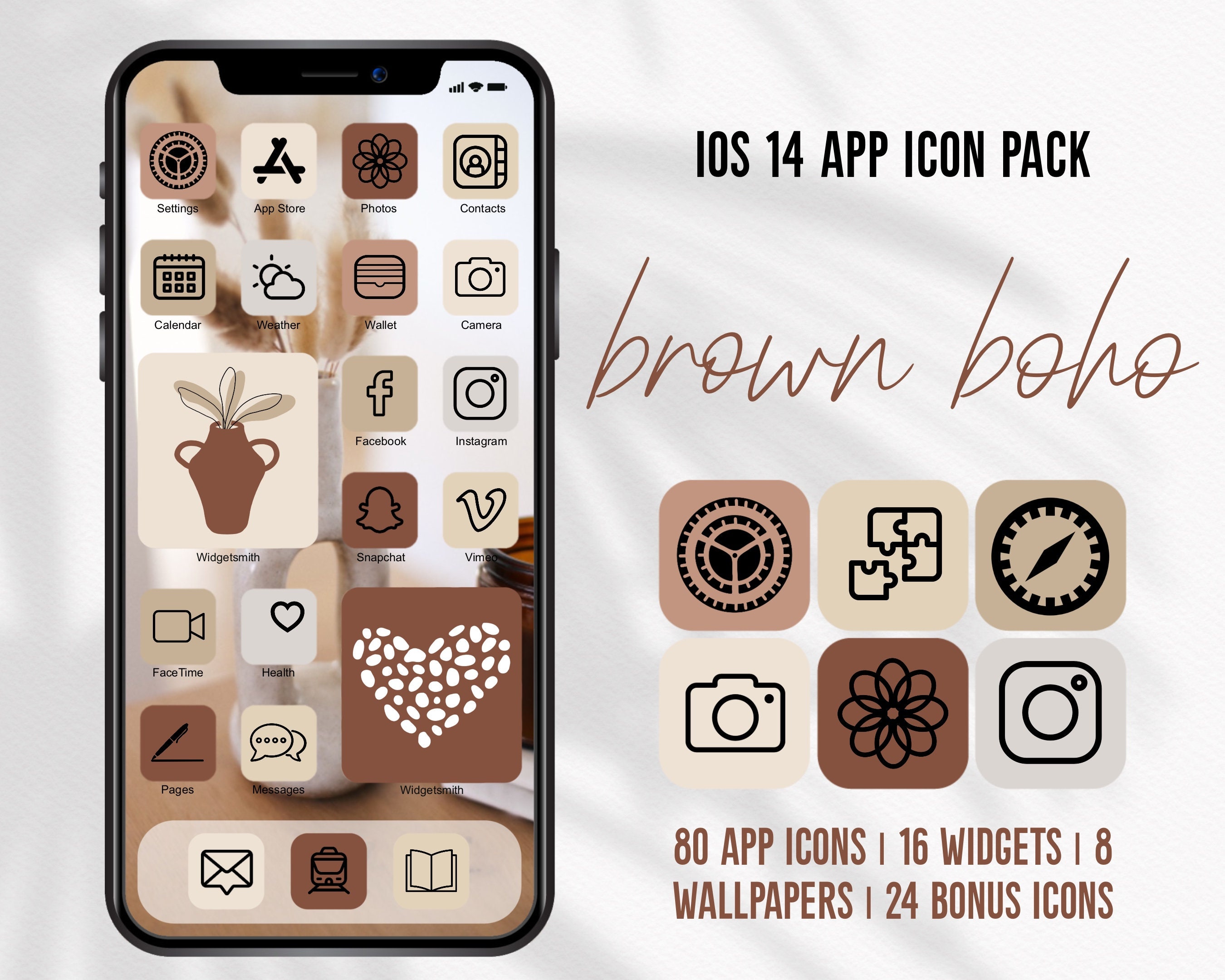 Brown Lineart App Icons Nude App Icons Neutral App Elements Etsy Canada
