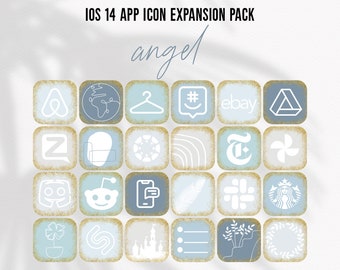 Gold App Icons Blue Aesthetic App Icons Angel App Elements Iphone Light Blue Icons iOS14 Gold App Icons Blue Icon Pack Glitter Homescreen