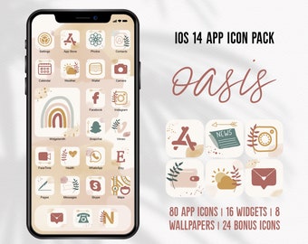 IOS App Icons Watercolor Aesthetics Boho Style App Icons Iphone iOS14 Handdrawn Retro App Icons Decorated Iphone Bohemian Icon Bundle