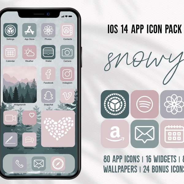 Rose Aesthetics, Green App Icons, Snowy App Icons, Tree App Elements, Iphone Rose Icons, iOS14 Green, App Icons Pink, App Icon Pack, IconSet