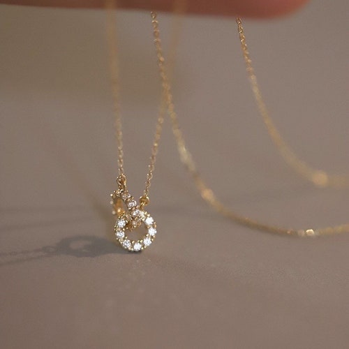 14K Solid Gold Necklace 14K Real Gold Handmade Zirconia Etsy