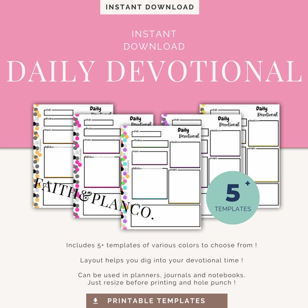 Printable Devotional Journal, Faith Planner Insert, Faith Planner