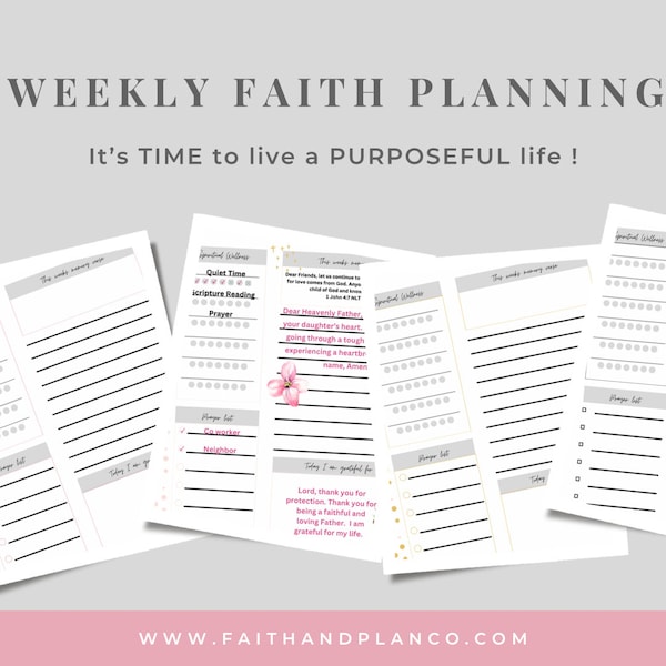Faith Planning, Weekly Faith Planning Sheets, Prayer Journal, DOWNLOAD